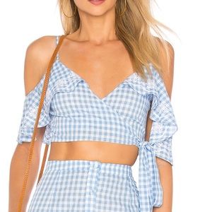 NWT Tularosa gingham cold shoulder wrap tank